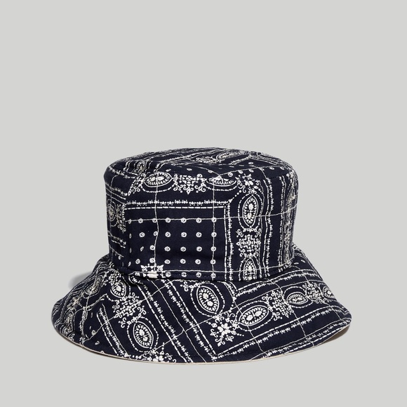 New Madewell Reversible Quilted Bucket Hat in Twilight - Picture 3 of 6
